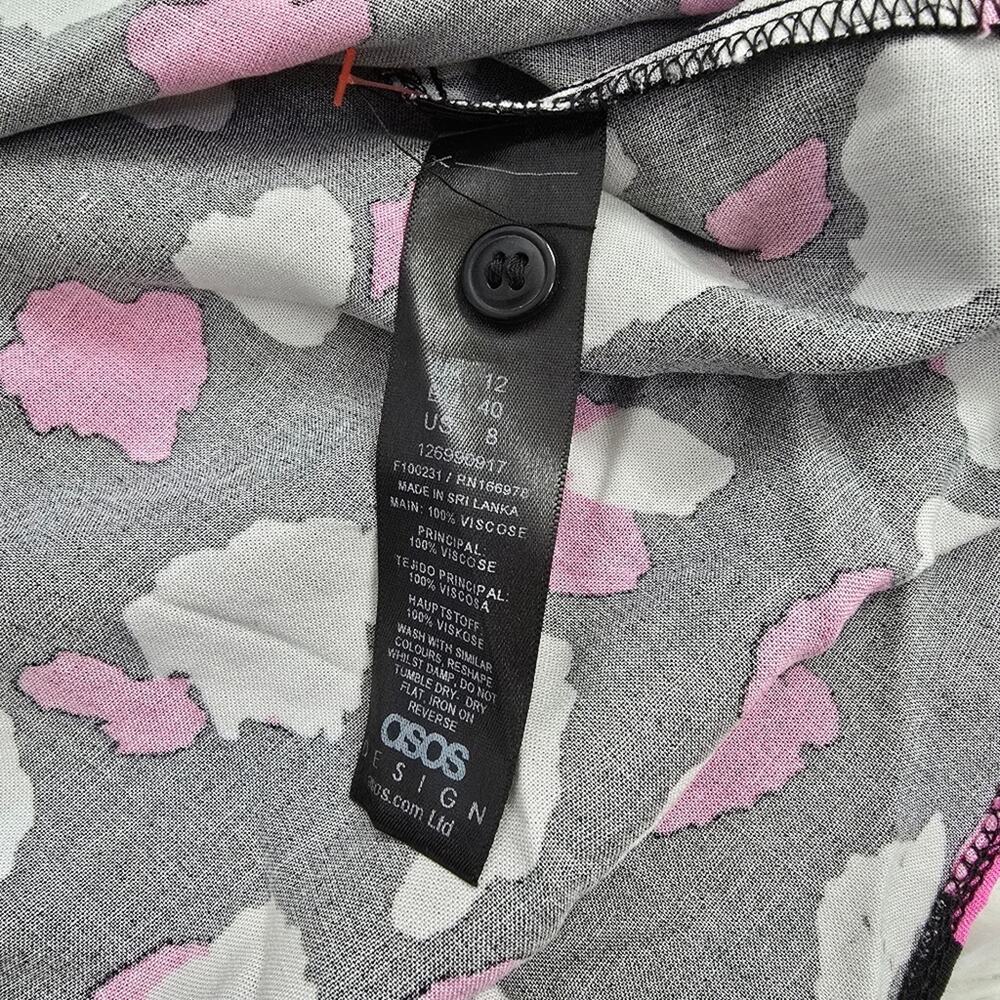 NWT Asos Design Oversized Long Sleeve Pink Mono Splodge Print Button Up Blouse - Picture 5 of 10